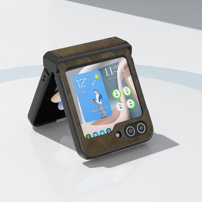 For Samsung Galaxy Z Flip5 ABEEL Weave Plaid PU Phone Case(Green) - Galaxy Z Flip5 Cases by buy2fix | Online Shopping UK | buy2fix