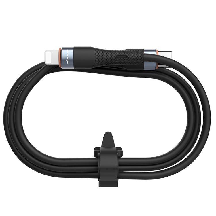 Nillkin 2.4A USB-C/Type-C to 8 Pin Silicone Data Cable, Length: 1.2m(Black) - 2 in 1 Cable by NILLKIN | Online Shopping UK | buy2fix