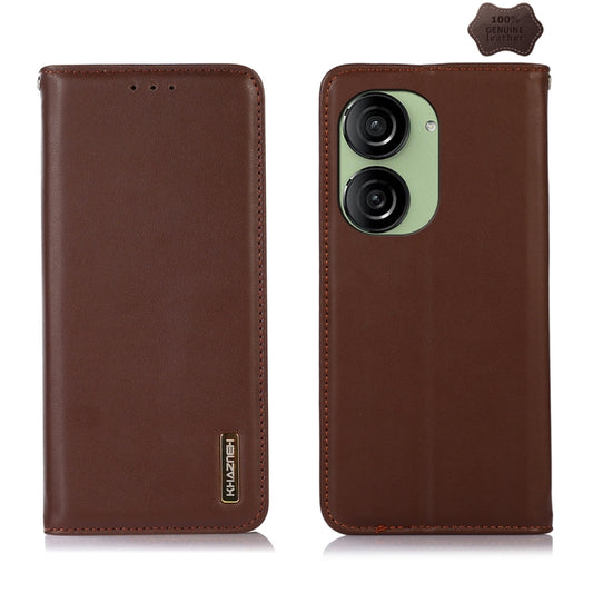 For Asus ZenFone 10 / ZenFone 9 KHAZNEH Nappa Top Layer Cowhide Leather Phone Case(Brown) - ASUS Cases by buy2fix | Online Shopping UK | buy2fix