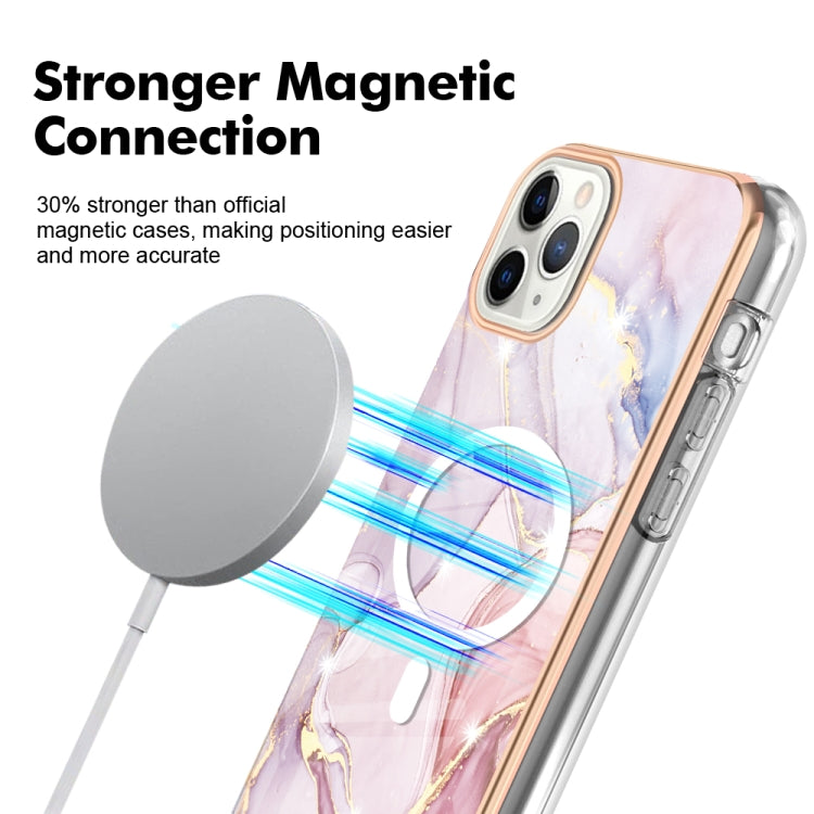 For iPhone 11 Pro Marble Pattern Dual-side IMD Magsafe TPU Phone Case(Rose Gold 005) - iPhone 11 Pro Cases by buy2fix | Online Shopping UK | buy2fix