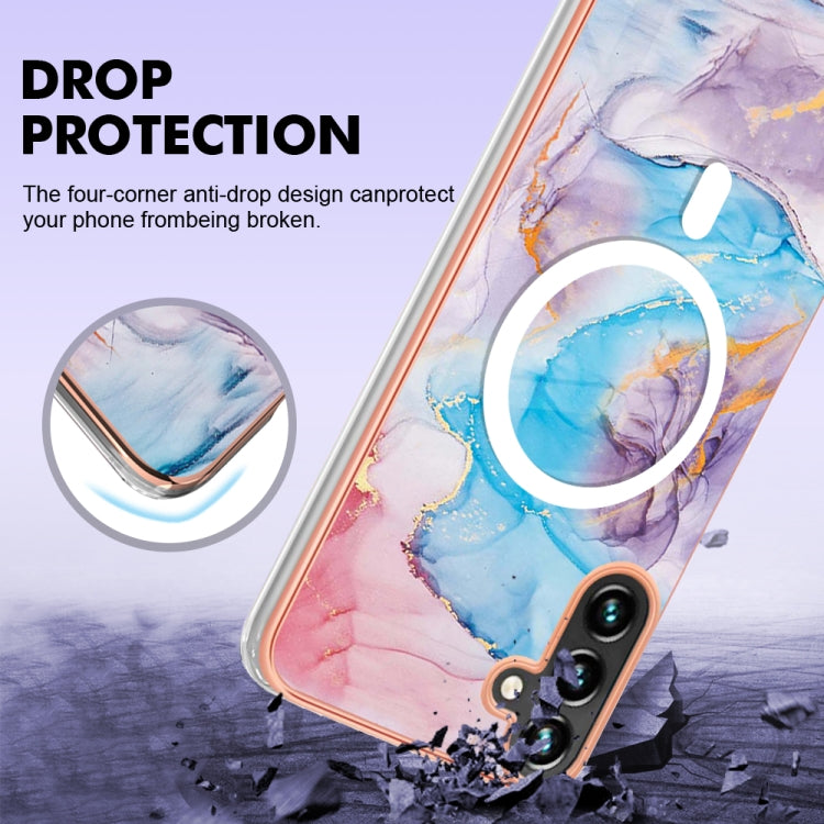 For Samsung Galaxy A34 5G Marble Pattern Dual-side IMD Magsafe TPU Phone Case(Blue Marble) - Galaxy Phone Cases by buy2fix | Online Shopping UK | buy2fix