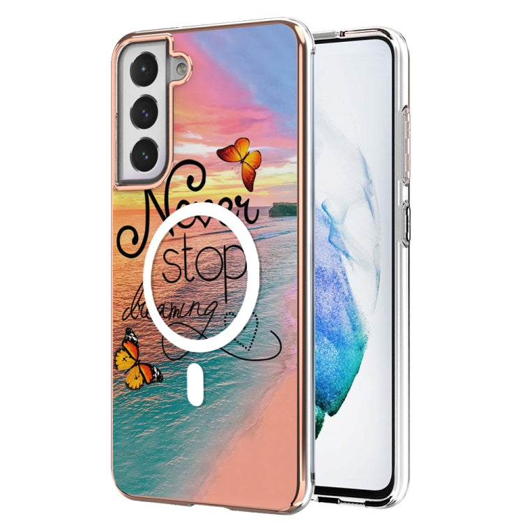 For Samsung Galaxy S21 FE 5G Marble Pattern Dual-side IMD Magsafe TPU Phone Case(Dream Butterfly) - Galaxy Phone Cases by buy2fix | Online Shopping UK | buy2fix