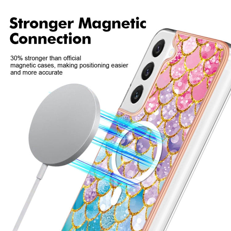 For Samsung Galaxy S22 5G Marble Pattern Dual-side IMD Magsafe TPU Phone Case(Colorful Scales) - Galaxy S22 5G Cases by buy2fix | Online Shopping UK | buy2fix