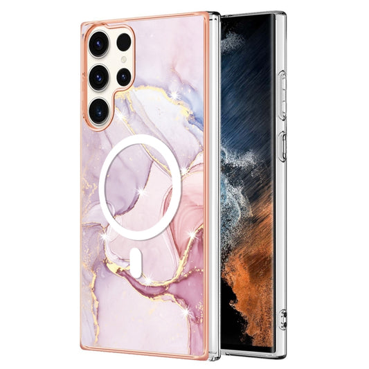 For Samsung Galaxy S23 Ultra 5G Marble Pattern Dual-side IMD Magsafe TPU Phone Case(Rose Gold 005) - Galaxy S23 Ultra 5G Cases by buy2fix | Online Shopping UK | buy2fix