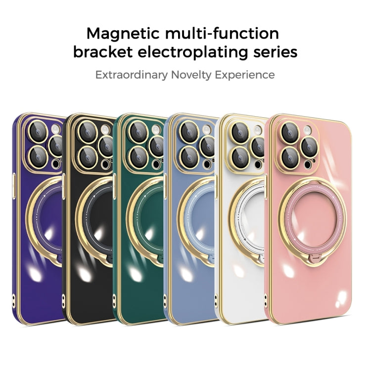 For iPhone 11 Multifunction Electroplating MagSafe Holder Phone Case(Blue) - iPhone 11 Cases by buy2fix | Online Shopping UK | buy2fix