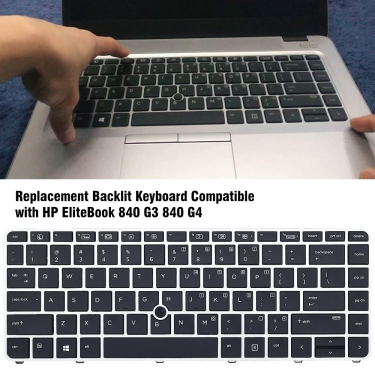 For HP EliteBook 840 G3 Laptop Backlight Keyboard - HP Spare Parts by buy2fix | Online Shopping UK | buy2fix