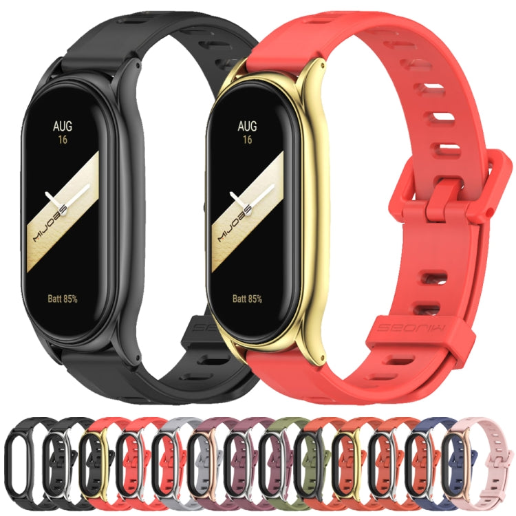 For Xiaomi Mi Band 8 Mijobs Plus Case Flat Hole Silicone Watch Band(Pink Rose Gold) - Watch Bands by MIJOBS | Online Shopping UK | buy2fix