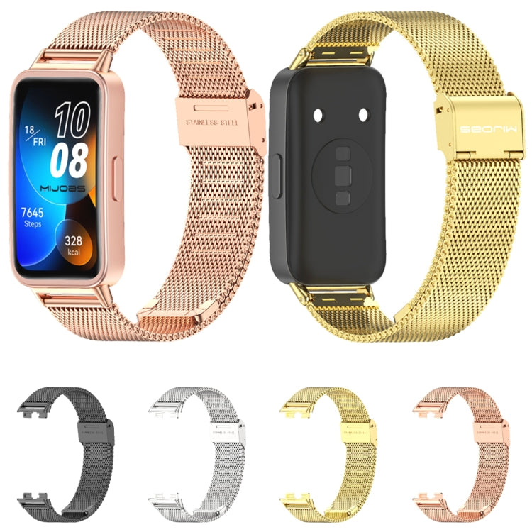 For Huawei Band 8 / 9 Mijobs Milan Buckle Stainless Steel Watch Band(Rose Gold) - Watch Bands by MIJOBS | Online Shopping UK | buy2fix