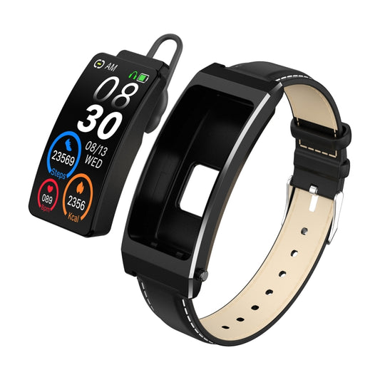 K13S 1.14 inch TFT Screen Leather Strap Smart Calling Bracelet Supports Sleep Management/Blood Oxygen Monitoring(Black) - Smart Wristbands by buy2fix | Online Shopping UK | buy2fix