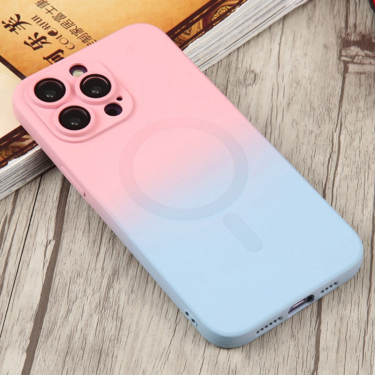 For iPhone 15 Plus Liquid TPU Silicone Gradient MagSafe Phone Case(Pink Blue) - iPhone 15 Plus Cases by buy2fix | Online Shopping UK | buy2fix