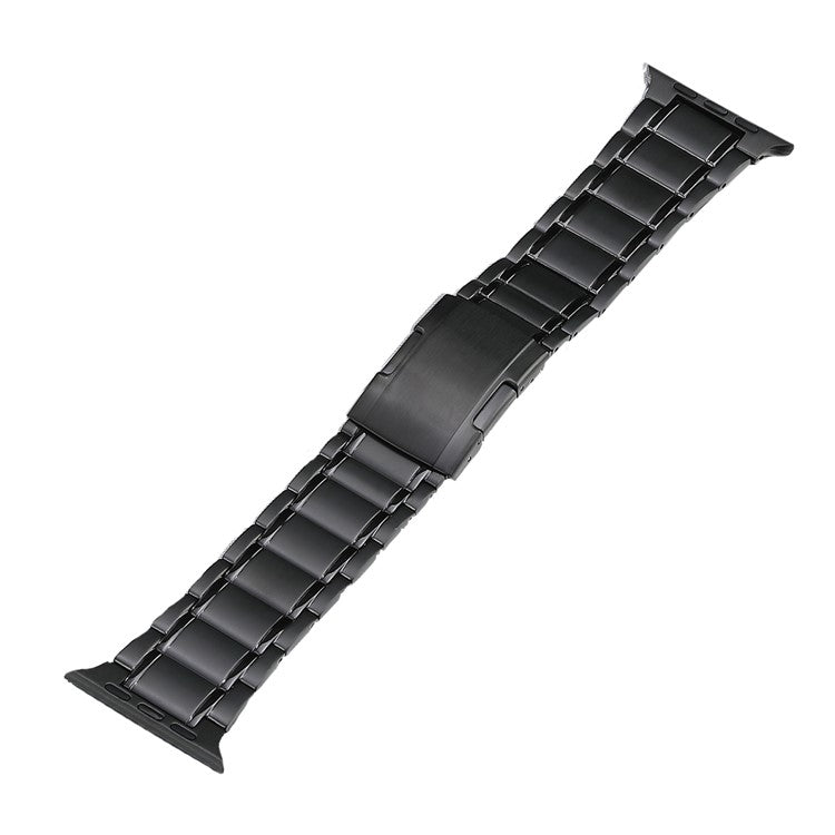 For Apple Watch SE 44mm Five Beads Turtle Buckle Titanium Steel Watch Band(Black) - Watch Bands by buy2fix | Online Shopping UK | buy2fix