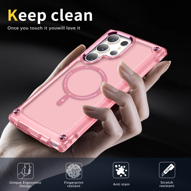 For Samsung Galaxy S23 Ultra 5G Skin Feel TPU + PC MagSafe Magnetic Phone Case(Transparent Pink) - Galaxy S23 Ultra 5G Cases by buy2fix | Online Shopping UK | buy2fix