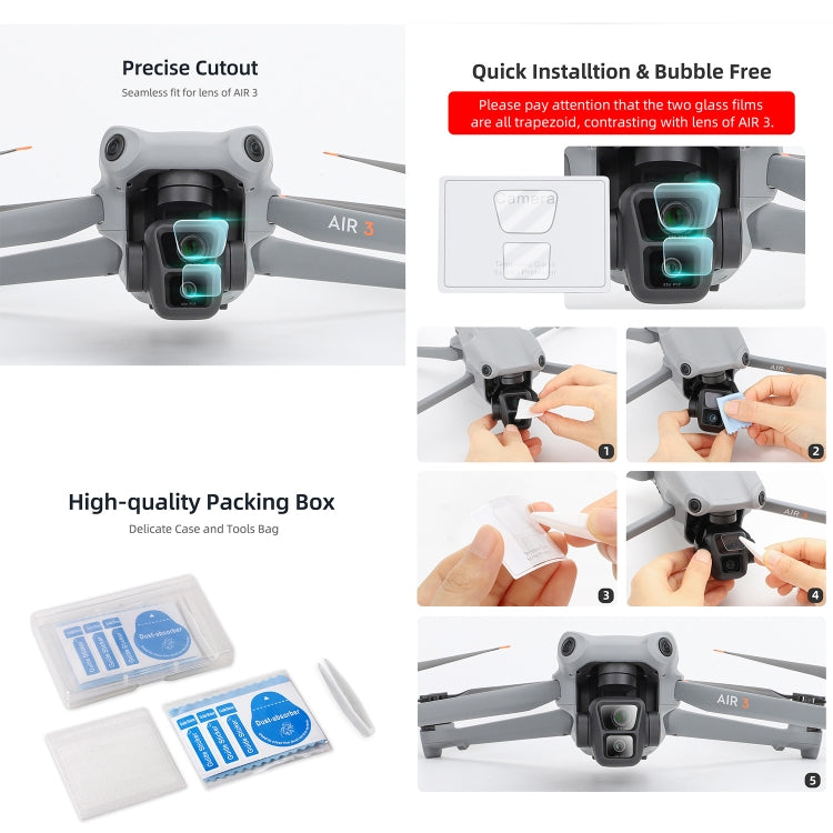 For DJI Air 3 Sunnylife Lens Protector Tempered Glass Combo Protective Films, Quantity:2 Sets - Other by Sunnylife | Online Shopping UK | buy2fix