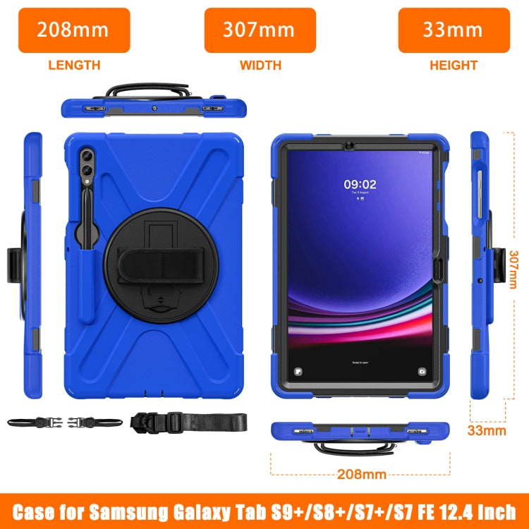 For Samsung Galaxy Tab S9+ / S8+ Rotary Handle Grab TPU + PC Tablet Case(Blue) - Galaxy Tab S9+ Cases by buy2fix | Online Shopping UK | buy2fix