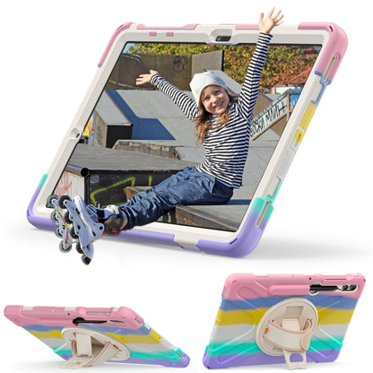 For Samsung Galaxy Tab S9+ / S8+ Rotary Handle Grab TPU + PC Tablet Case(Colorful Pink) - Galaxy Tab S9+ Cases by buy2fix | Online Shopping UK | buy2fix