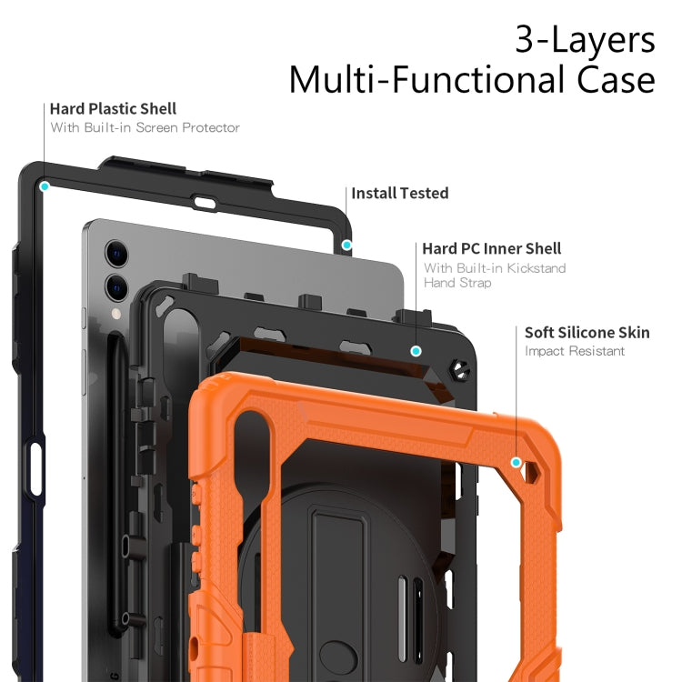 For Samsung Galaxy Tab S9+ / S8+ Silicone + PC Tablet Case(Orange+Black) - Galaxy Tab S9+ Cases by buy2fix | Online Shopping UK | buy2fix