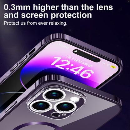 For iPhone 14 Pro Max MagSafe Magnetic Stainless Steel Frame Transparent TPU Phone Case(Dark Purple) - iPhone 14 Pro Max Cases by buy2fix | Online Shopping UK | buy2fix
