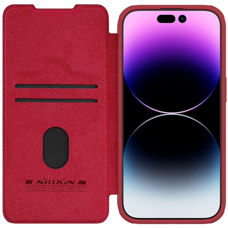 For iPhone 15 Pro Max NILLKIN QIN Series Pro Sliding Camera Cover Design Leather Phone Case(Red) - iPhone 15 Pro Max Cases by NILLKIN | Online Shopping UK | buy2fix