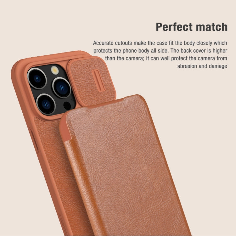 For iPhone 15 Pro Max NILLKIN QIN Series Pro Sliding Camera Cover Design Leather Phone Case(Red) - iPhone 15 Pro Max Cases by NILLKIN | Online Shopping UK | buy2fix