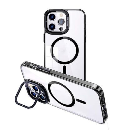 For iPhone 15 Pro MagSafe Magnetic Invisible Holder Transparent Phone Case(Black) - iPhone 15 Pro Cases by buy2fix | Online Shopping UK | buy2fix