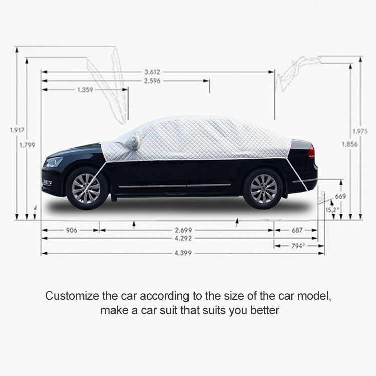 Car Half-cover Car Clothing Sunscreen Heat Insulation Sun Nisor, Plus Cotton Size: 4.7x1.8x1.8m - Aluminum Film PEVA by buy2fix | Online Shopping UK | buy2fix