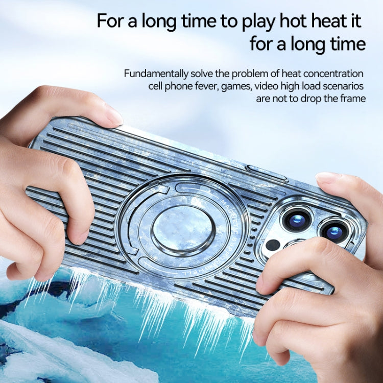 For iPhone 15 Pro Cooling MagSafe Magnetic Ring Holder Phone Case(White) - iPhone 15 Pro Max Cases by buy2fix | Online Shopping UK | buy2fix