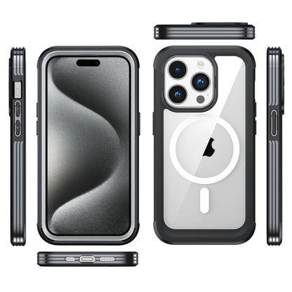 For iPhone 15 Life Waterproof MagSafe Magnetic Rugged Phone Case(Black) - iPhone 15 Cases by buy2fix | Online Shopping UK | buy2fix