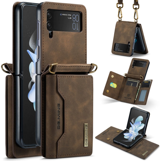 For Samsung Galaxy Z Flip3 5G DG.MING M2 Series Card Bag Magnetic Leather Phone Case(Coffee) - Galaxy Phone Cases by DG.MING | Online Shopping UK | buy2fix