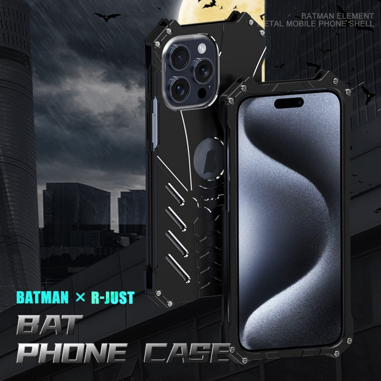 For iPhone 15 R-JUST Batman Metal Mobile Phone Protective Case(Black) - iPhone 15 Cases by R-JUST | Online Shopping UK | buy2fix