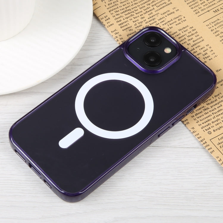 For iPhone 15 GEBEI MagSafe Magnetic Transparent Phone Case(Purple) - iPhone 15 Cases by GEBEI | Online Shopping UK | buy2fix