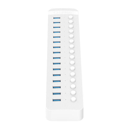 ORICO CT2U3-16AB Plastic Stripes 16 Ports USB 3.0 HUB with Individual Switches, Plug:US Plug(White) - USB 3.0 HUB by ORICO | Online Shopping UK | buy2fix