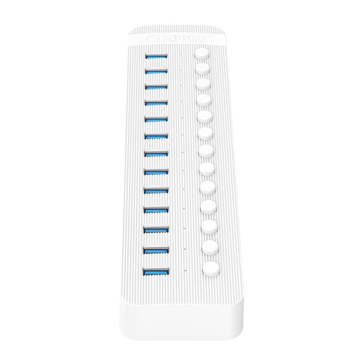 ORICO CT2U3-13AB Plastic Stripes 13 Ports USB 3.0 HUB with Individual Switches, Plug:EU Plug(White) - USB 3.0 HUB by ORICO | Online Shopping UK | buy2fix