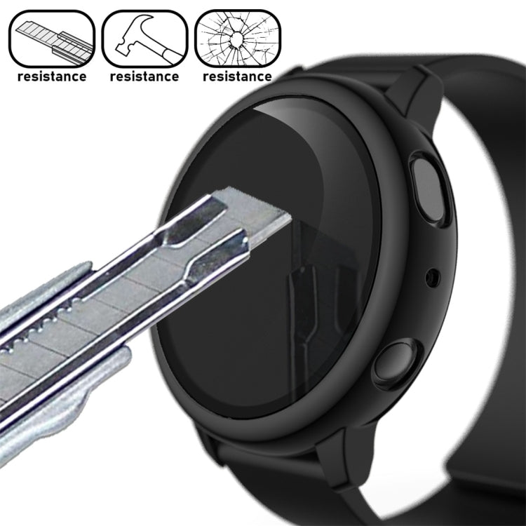 For Samsung Galaxy Watch Active 2 40mm Electroplate PC Protective Case with Tempered Glass Film(Black) - Smart Wear by buy2fix | Online Shopping UK | buy2fix