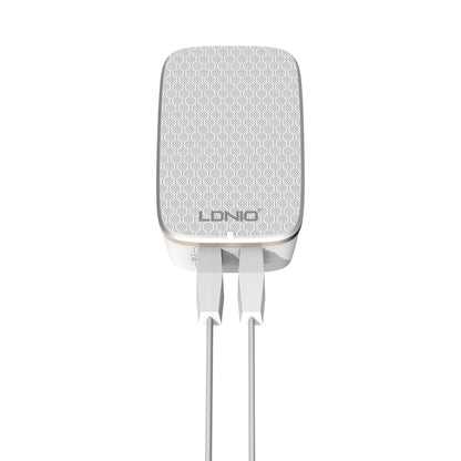 LDNIO A2204 2 in 1 12W Dual USB Interface Travel Charger Mobile Phone Charger with 8 Pin Data Cable, EU Plug - USB Charger by LDNIO | Online Shopping UK | buy2fix