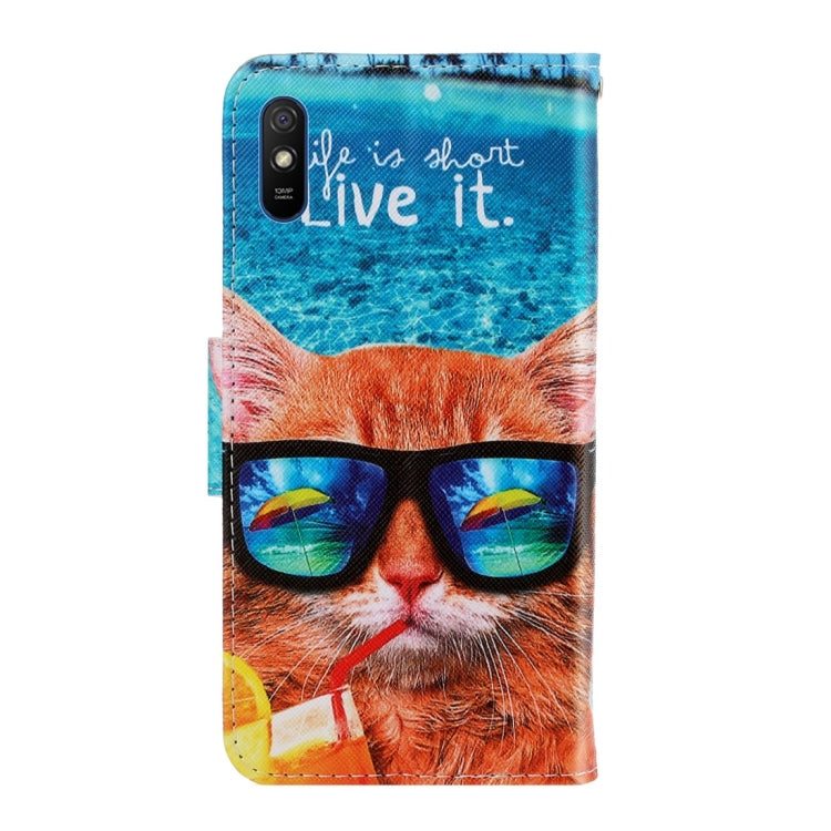 For Xiaomi Redmi 9A 3D Colored Drawing Horizontal Flip PU Leather Case with Holder & Card Slots & Wallet(Underwater Cat) - Xiaomi Cases by buy2fix | Online Shopping UK | buy2fix