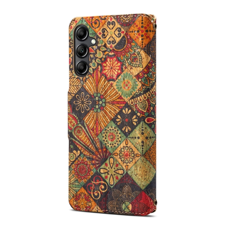 For Samsung Galaxy A14 5G Denior Flower Language Series Cork Fabric Oil Edge Leather Phone Case(Autumn) - Galaxy Phone Cases by Denior | Online Shopping UK | buy2fix