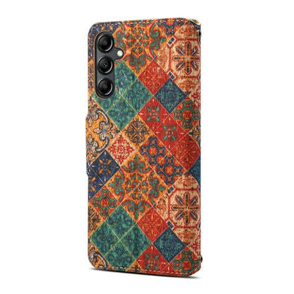 For Samsung Galaxy A14 5G Denior Flower Language Series Cork Fabric Oil Edge Leather Phone Case(Winter) - Galaxy Phone Cases by Denior | Online Shopping UK | buy2fix