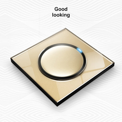 86mm Round LED Tempered Glass Switch Panel, Gold Round Glass, Style:TV Socket - Consumer Electronics by buy2fix | Online Shopping UK | buy2fix