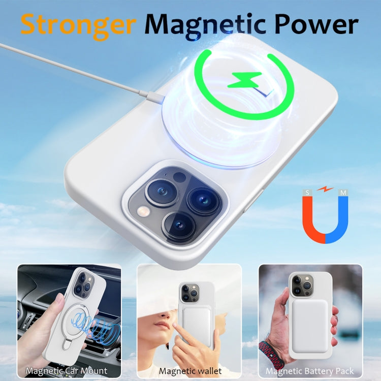 For iPhone 15 Pro Max MagSafe Magnetic Liquid Silicone Phone Case with Ring Holder(White) - iPhone 15 Pro Max Cases by buy2fix | Online Shopping UK | buy2fix