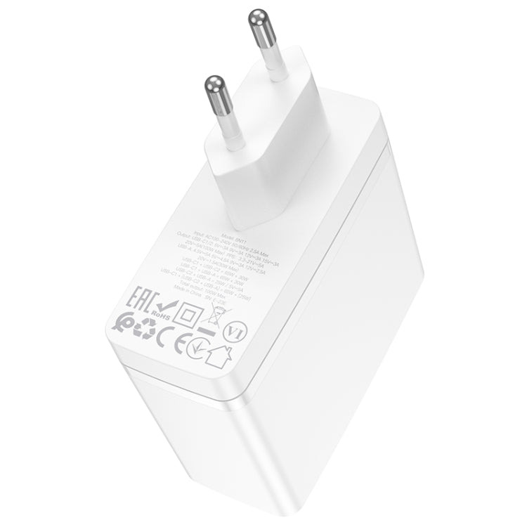 Borofone BN11 PD100W Dual USB-C/Type-C+USB 3-port GaN Charger, EU Plug(White) - USB Charger by Borofone | Online Shopping UK | buy2fix