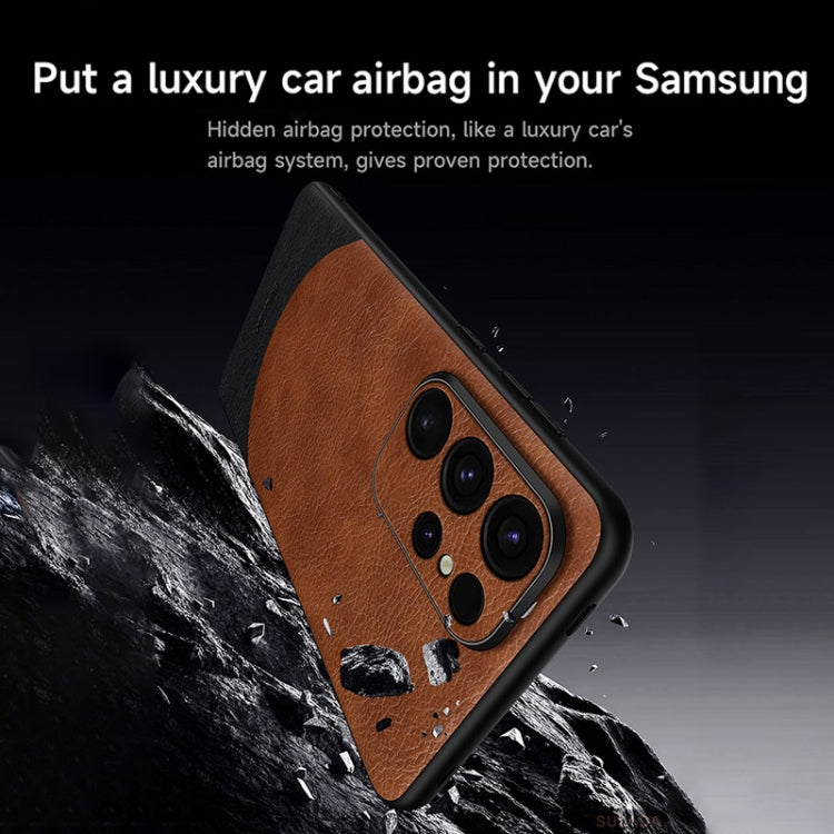 For Samsung Galaxy S24 Ultra 5G SULADA Stitching Leather MagSafe Magnetic Phone Case(Orange) - Galaxy S24 Ultra 5G Cases by SULADA | Online Shopping UK | buy2fix
