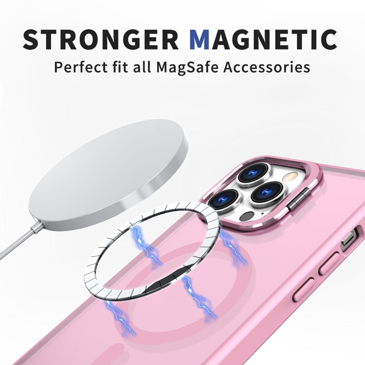 For iPhone 11 Pro Metal Invisible Camera Holder MagSafe Magnetic Phone Case(Pink) - iPhone 11 Pro Cases by buy2fix | Online Shopping UK | buy2fix