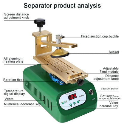 BEST B-918A 7 inch 110V Vacuum Pump LCD Screen Rotary Heating Platform Separator, US Plug - Separation Equipment by BEST | Online Shopping UK | buy2fix