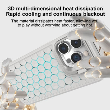 For iPhone 13 Honeycomb Radiating Lens Holder Magsafe Phone Case(Grey) - iPhone 13 Cases by buy2fix | Online Shopping UK | buy2fix