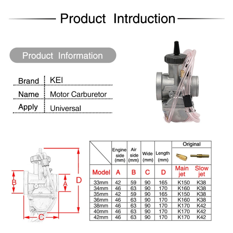 PWK42mm Universal Motorcycle Carburetor Carb Motor Carburetor - In Car by buy2fix | Online Shopping UK | buy2fix