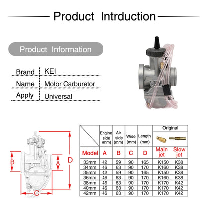 PWK42mm Universal Motorcycle Carburetor Carb Motor Carburetor - In Car by buy2fix | Online Shopping UK | buy2fix