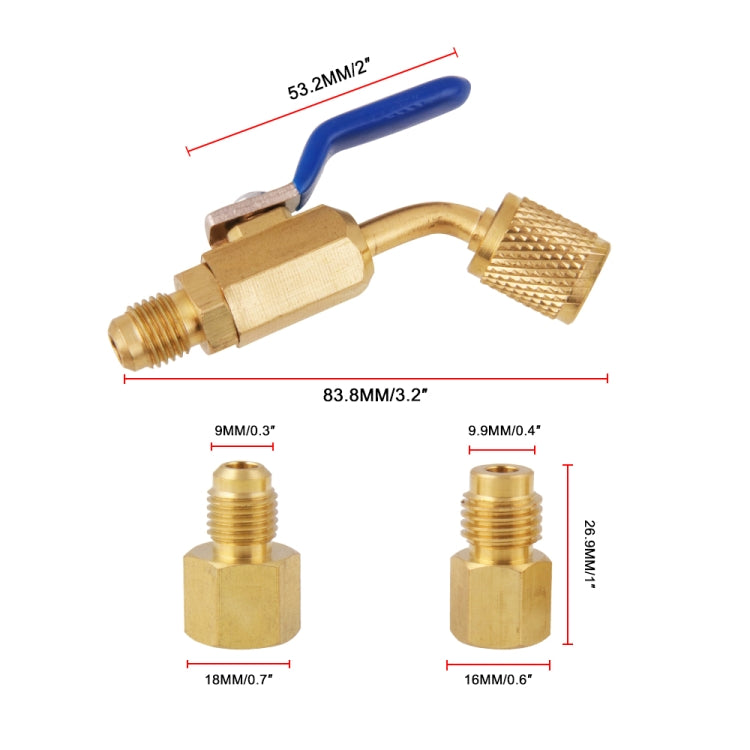 6 in 1 Car Air Conditioning Refrigerant Angled Compact Ball Valve for HVAC / AC Air Conditioning Maintenance - In Car by buy2fix | Online Shopping UK | buy2fix