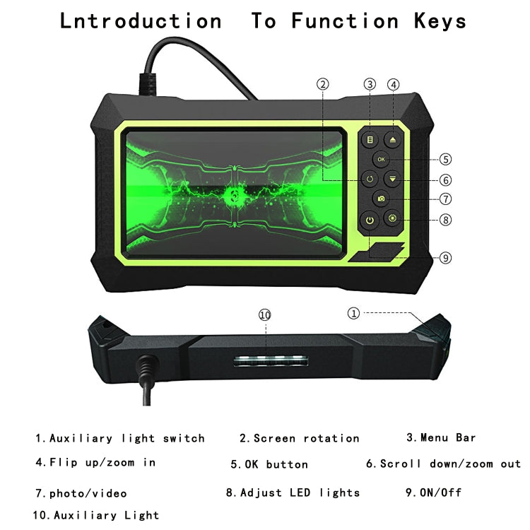 8mm 1080P IP68 Waterproof 4.3 inch Screen Single Camera Digital Endoscope, Line Length:5m -  by buy2fix | Online Shopping UK | buy2fix