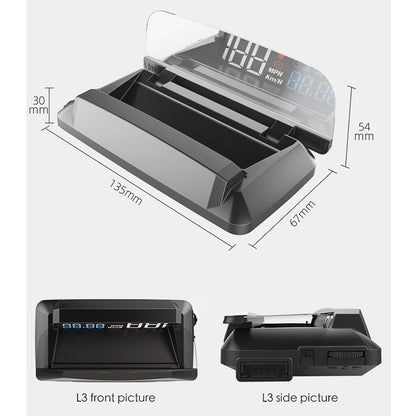 L3 HUD Head-up Display Car OBD2 Digital Display - Head Up Display System by buy2fix | Online Shopping UK | buy2fix