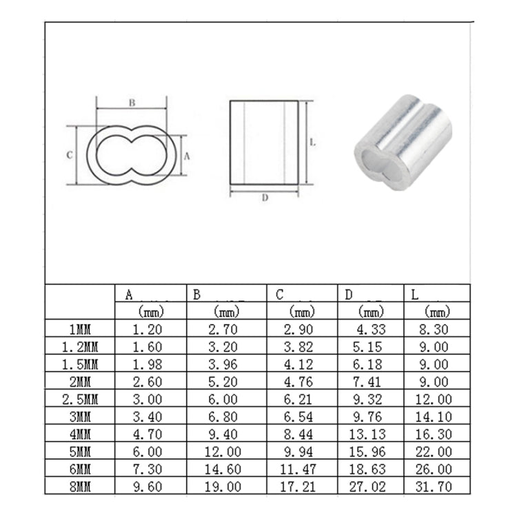 240 PCS M1.2 / M1.5 / M2 / M2.5 / M3 / M4 Wire Rope 8-shaped Aluminum Sleeve - In Car by buy2fix | Online Shopping UK | buy2fix